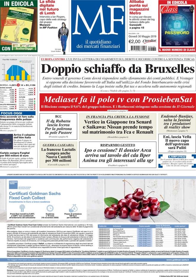 30 maggio: prime pagine&nbsp;Italia