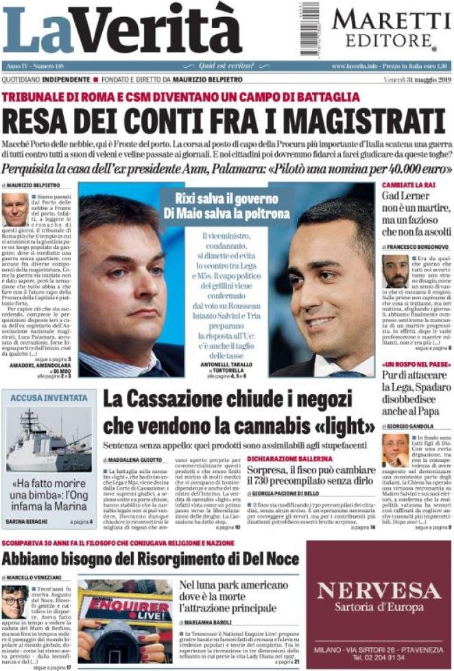 31 maggio: prime pagine&nbsp;italia