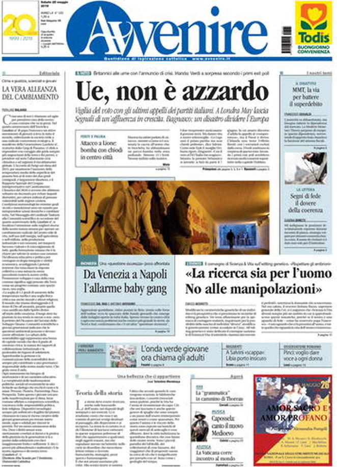 25 maggio: prime pagine Italia
