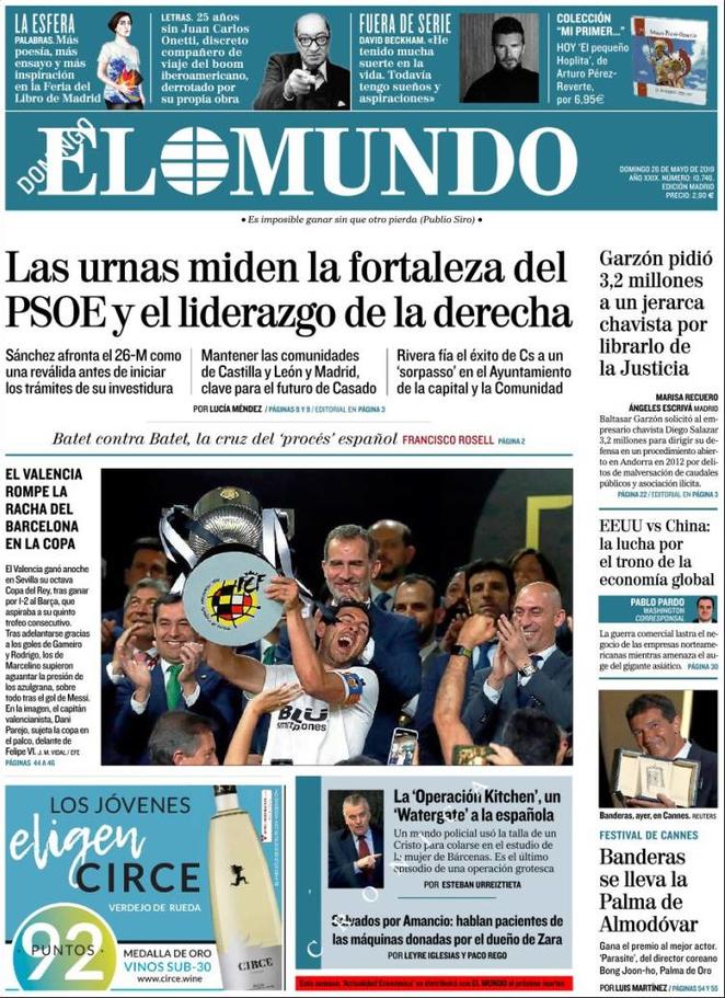 Rassegna delle prime pagine dei principali giornali esteri in edicola di oggi 25 maggio 2019