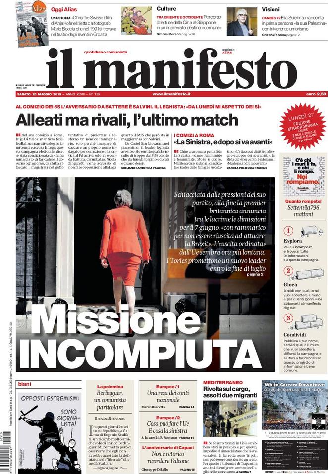 25 maggio: prime pagine Italia