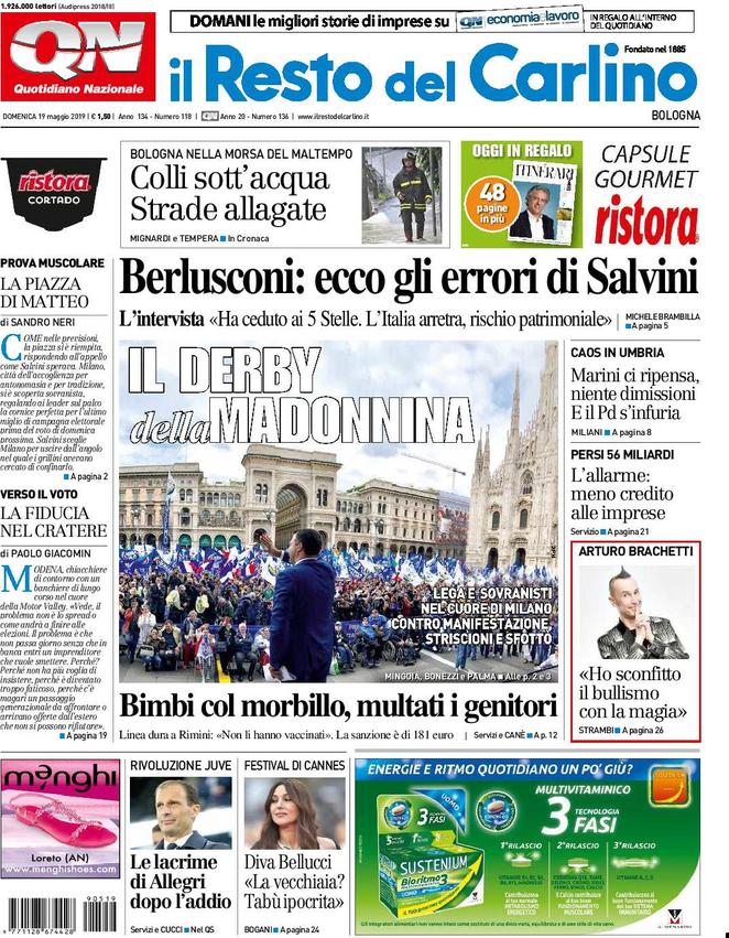 19 maggio: prime pagine&nbsp;Italia