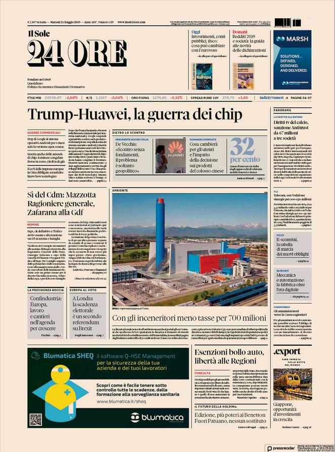 21 maggio: prime pagine&nbsp;Italia