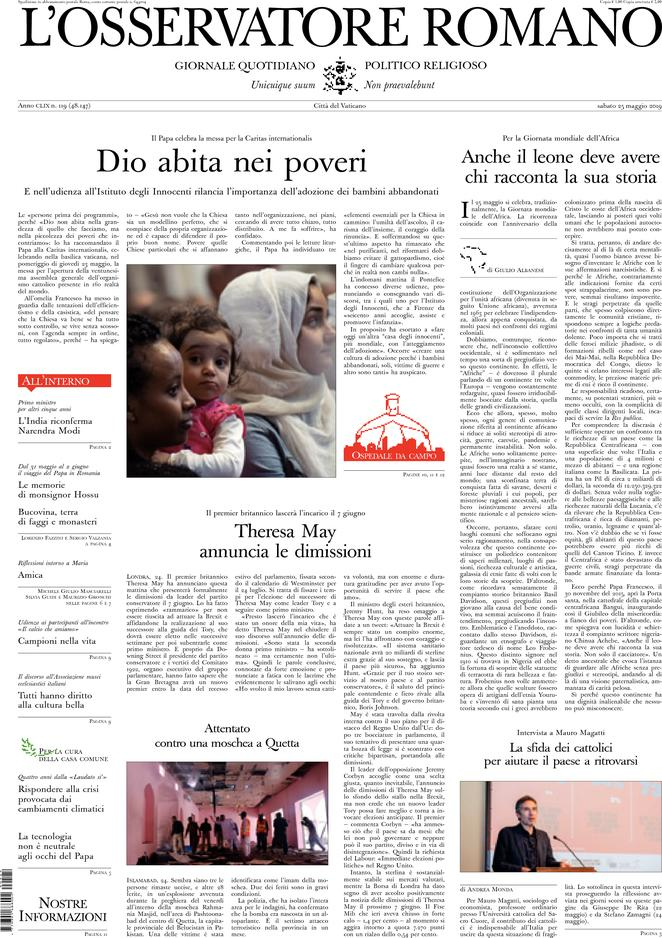 25 maggio: prime pagine Italia