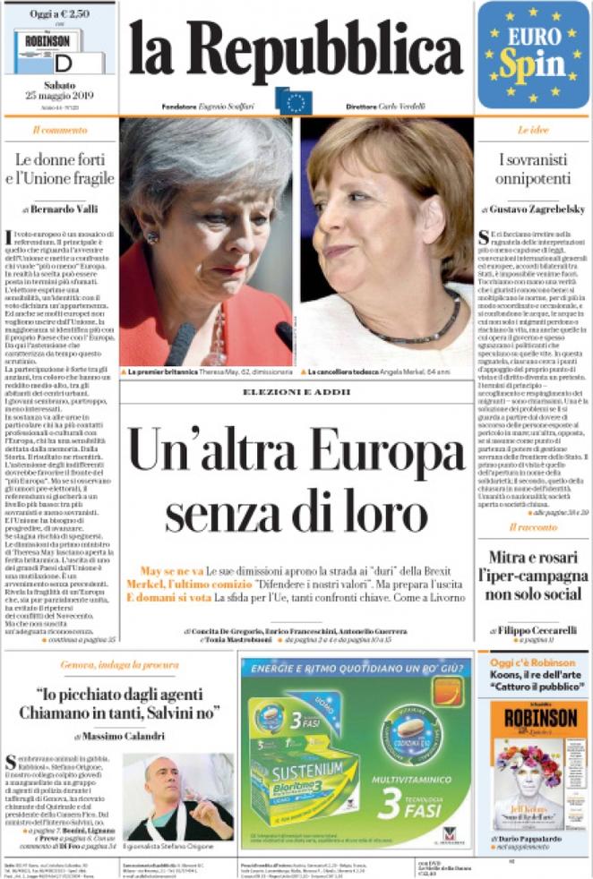 25 maggio: prime pagine Italia