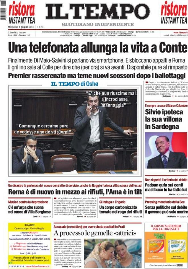 5 giugno: prime pagine&nbsp;Italia