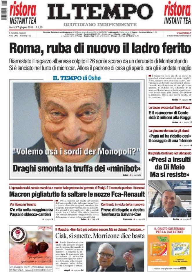 7 giugno: prime pagine&nbsp;Italia