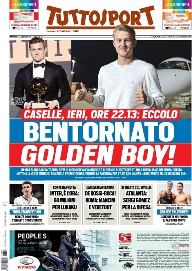 17 luglio: prime pagine&nbsp;sport