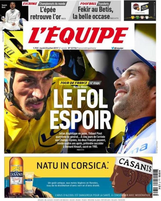 23 luglio: prime pagine&nbsp;sport