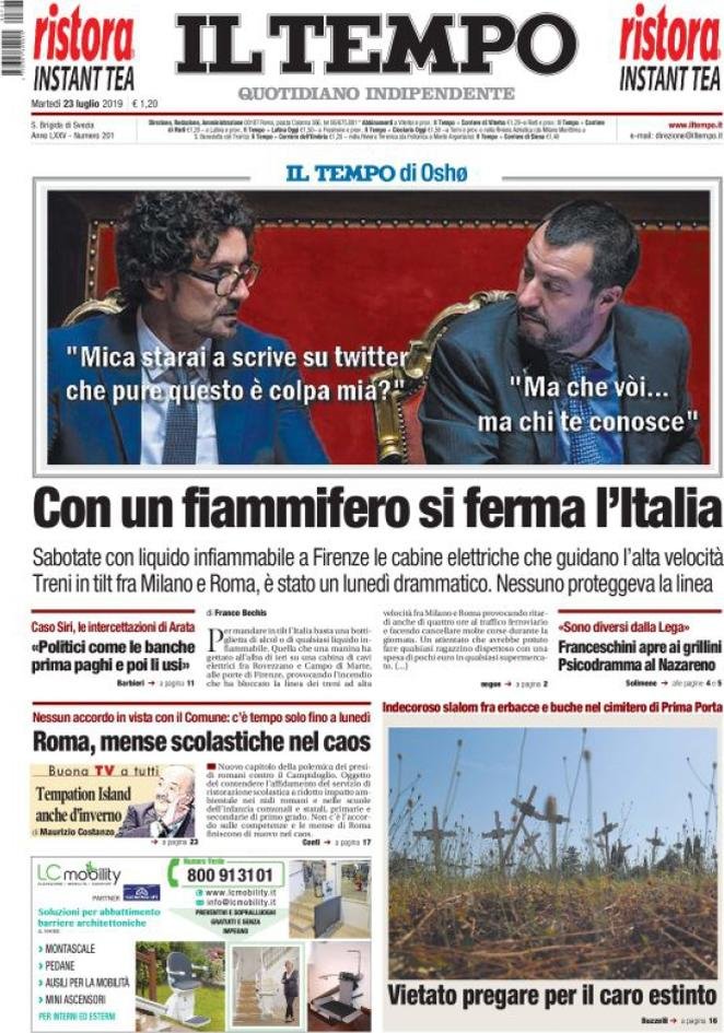 23 luglio: prime pagine&nbsp;Italia