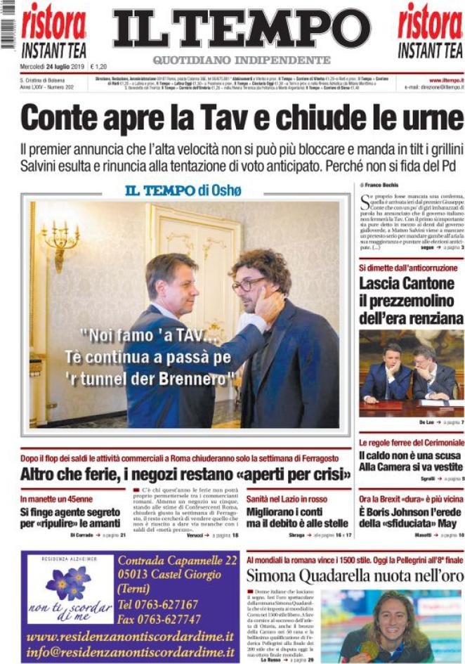 24 luglio: prime pagine&nbsp;italia