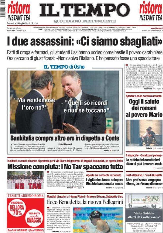 28 luglio: prime pagine&nbsp;Italia