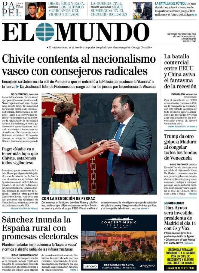 7 agosto: prime pagine&nbsp;estero
