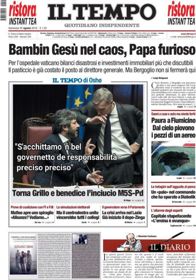 11 agosto: prime pagine&nbsp;Italia