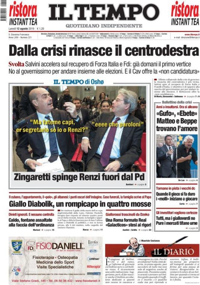 12 agosto: prime pagine&nbsp;Italia