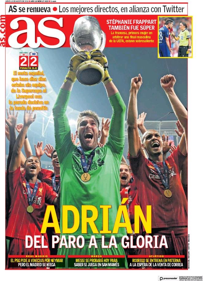 15 agosto: prime pagine&nbsp;Sport