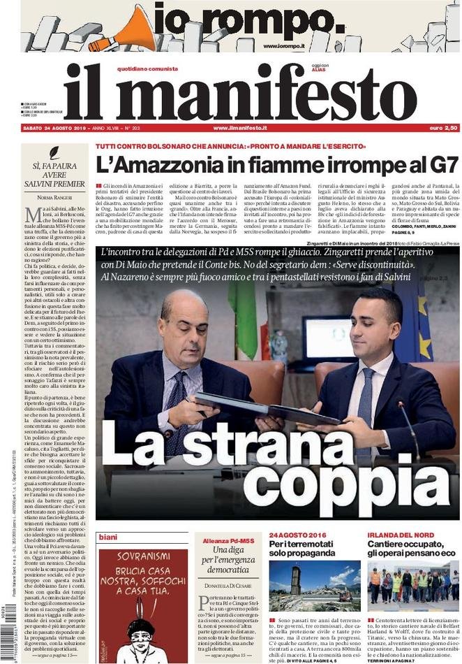 24 agosto: prime pagine&nbsp;Italia