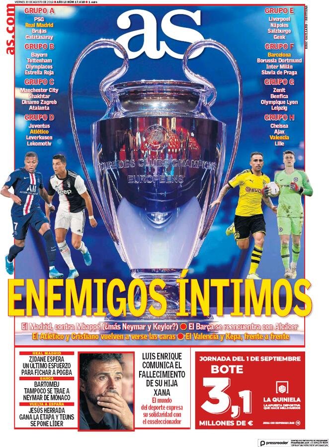 30 agosto: prime pagine&nbsp;Sport