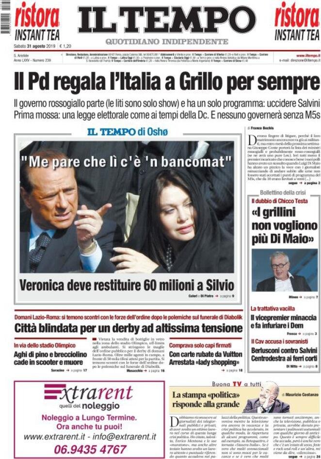 31 agosto: prime pagine&nbsp;Italia