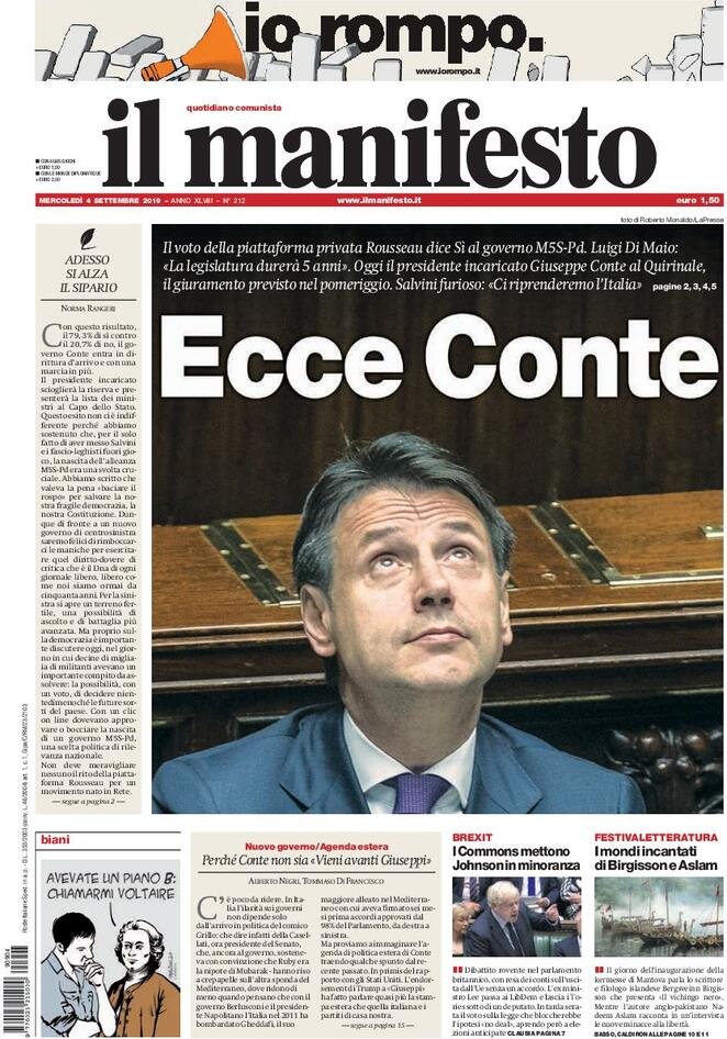 4 settembre: prime pagine&nbsp;Italia