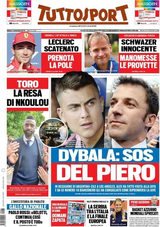 7 settembre: prime pagine&nbsp;Sport