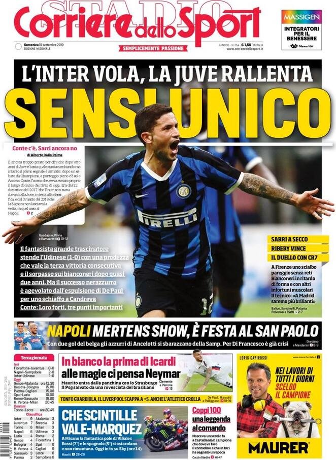 15 settembre: prime pagine&nbsp;Sport