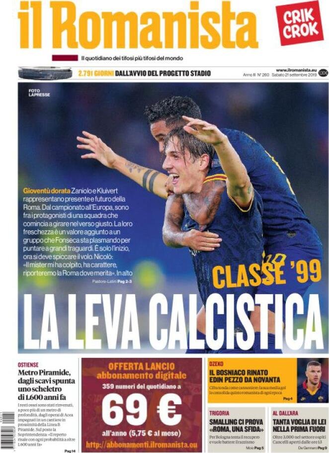 21 settembre: prime pagine&nbsp;sport