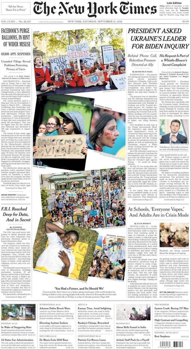 21 settembre: prime pagine&nbsp;estero