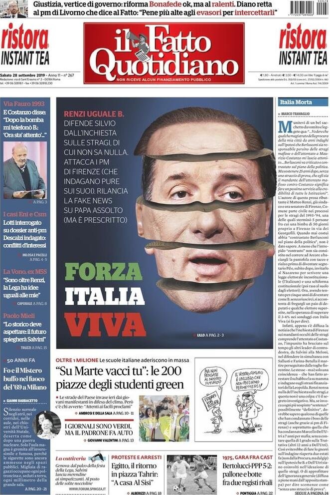 28 settembre: prime pagine&nbsp;Italia