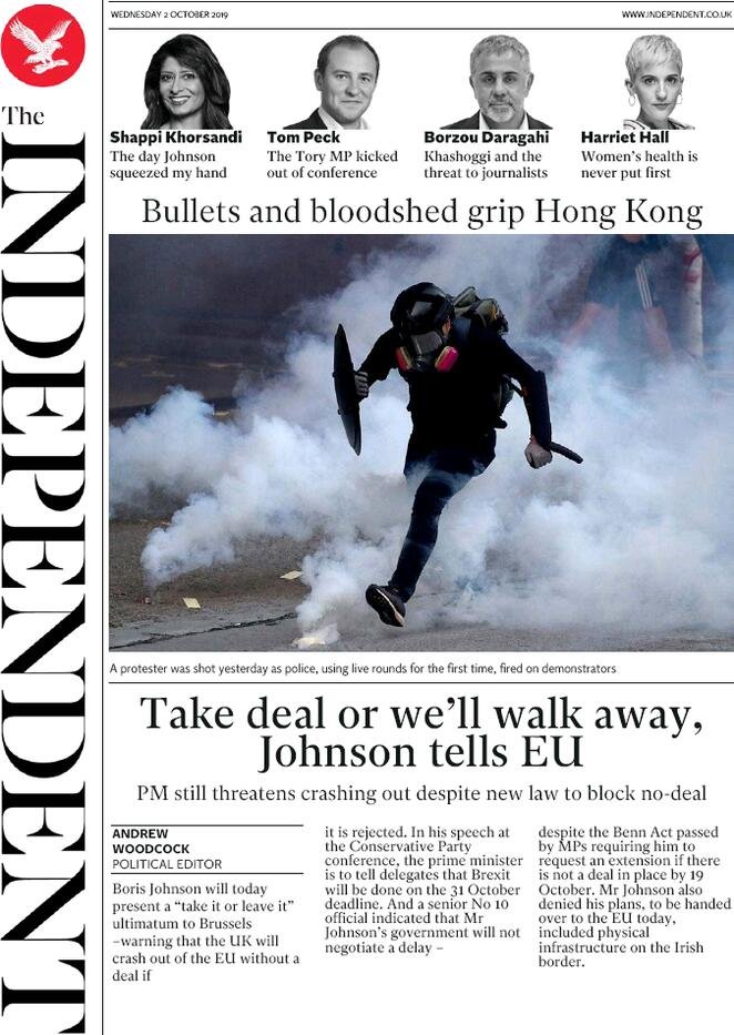 2 ottobre: prime pagine&nbsp;estero