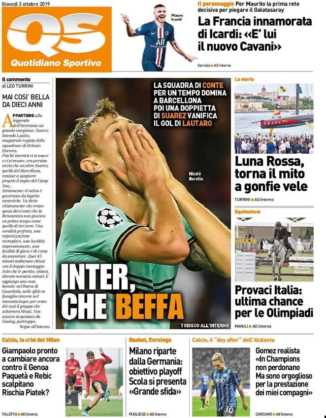 3 ottobre: prime pagine&nbsp;Sport
