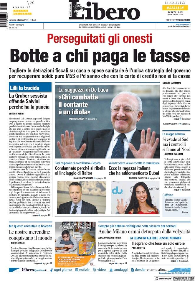 3 ottobre: prime pagine&nbsp;Italia
