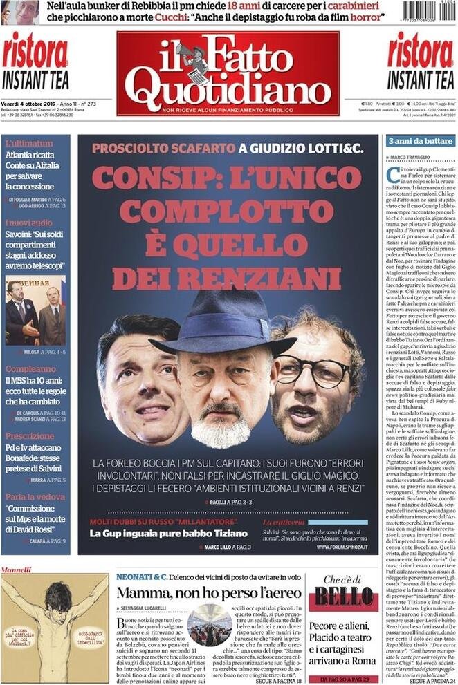 4 ottobre: prime pagine&nbsp;Italia