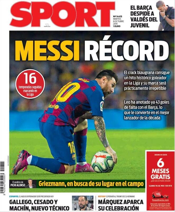 8 ottobre: prime pagine&nbsp;sport