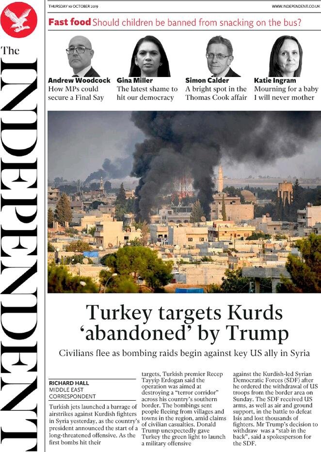 10 ottobre: prime pagine&nbsp;estero