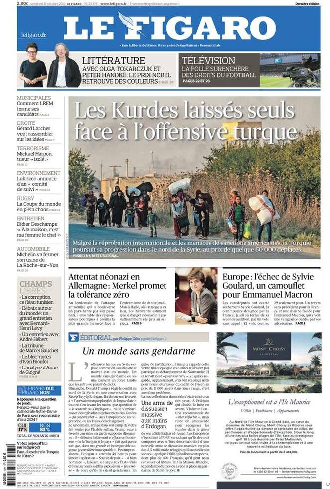 11 ottobre prime pagine&nbsp;estero