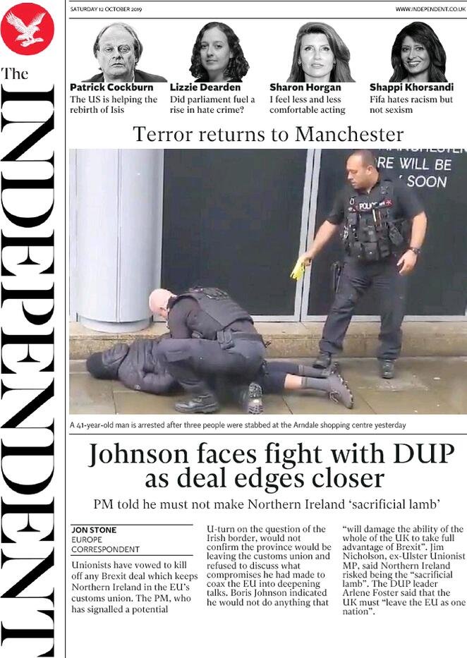 12 ottobre prime pagine&nbsp;estero