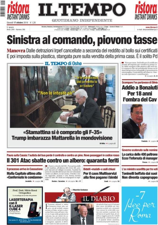 17 ottobre: prime pagine&nbsp;Italia