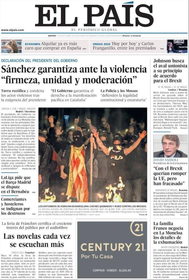 17 ottobre: prime pagine&nbsp;estero