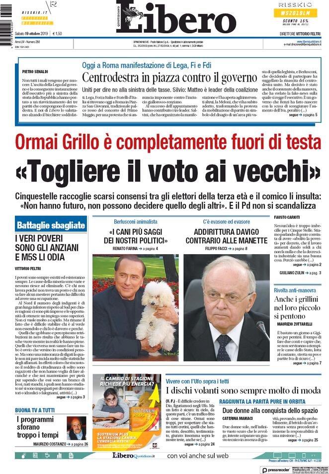 19 ottobre: prime pagine&nbsp;Italia