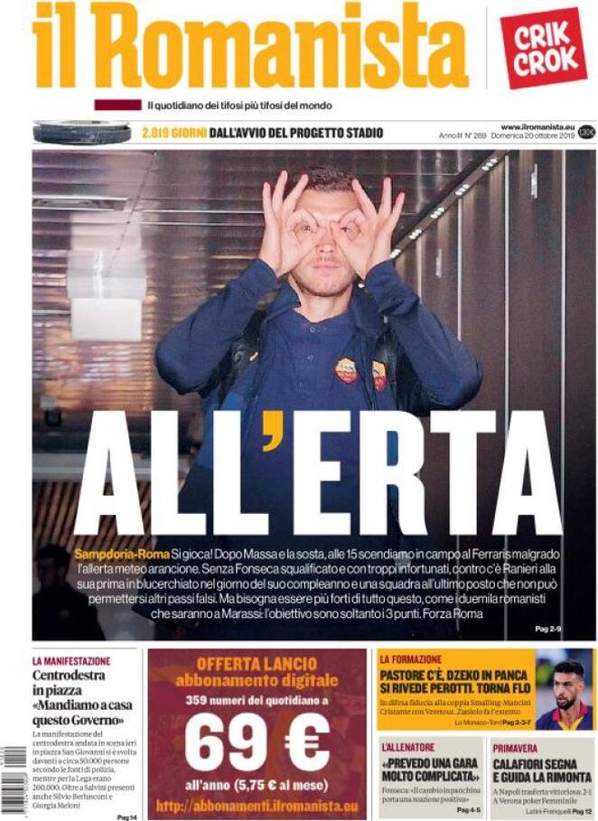 20 ottobre: prime pagine&nbsp;Sport