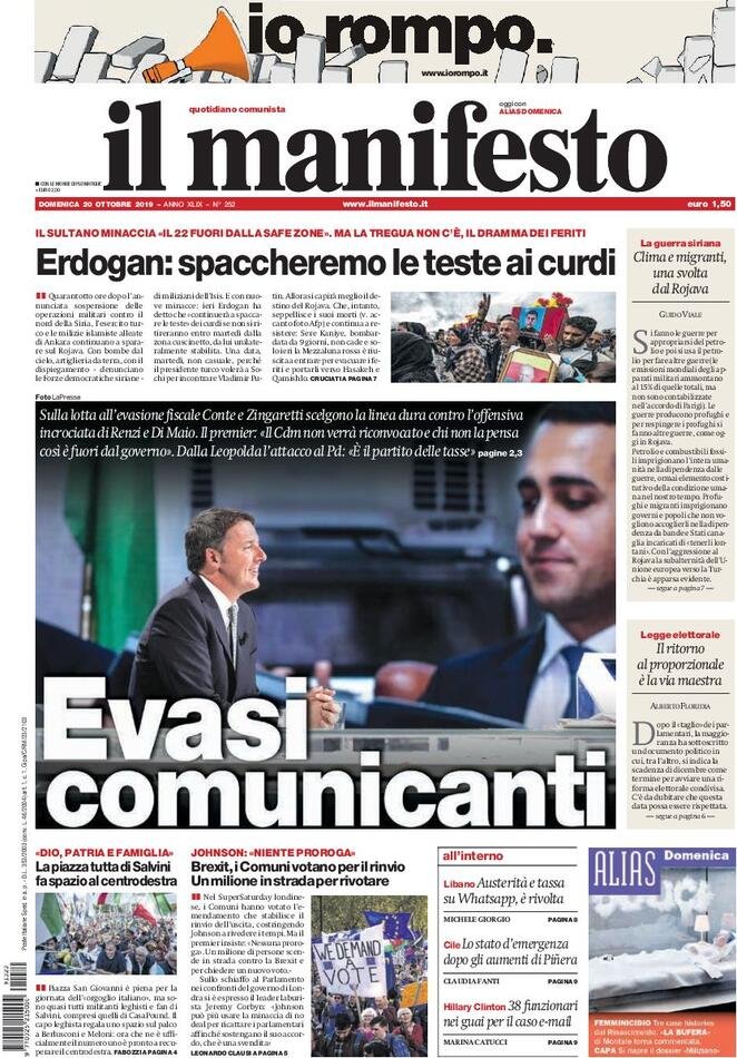 20 ottobre prime pagine&nbsp;Italia