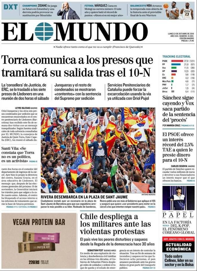21 ottobre: prime pagine&nbsp;estero