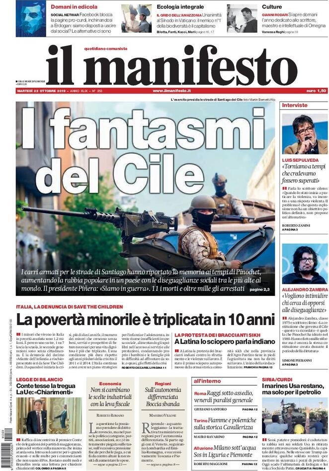 22 ottobre: prime pagine&nbsp;Italia
