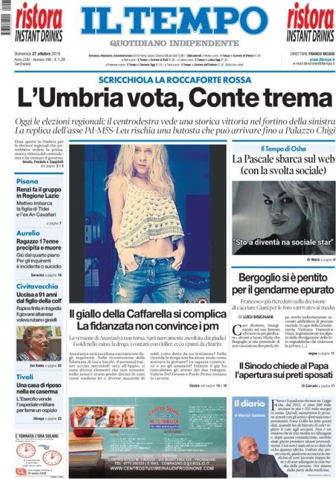 27 ottobre: prime pagine&nbsp;Italia