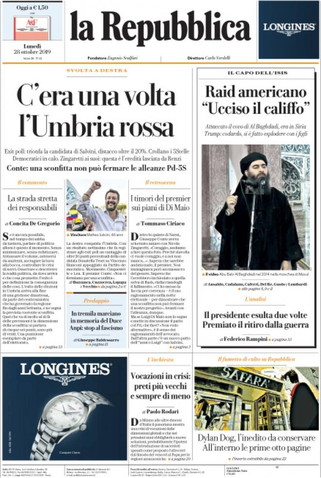 28 ottobre: prime pagine Italia