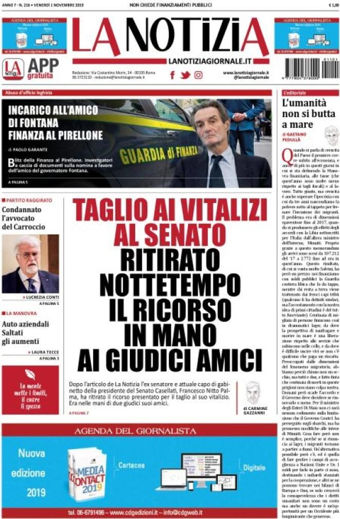 1 novembre: prime pagine Italia