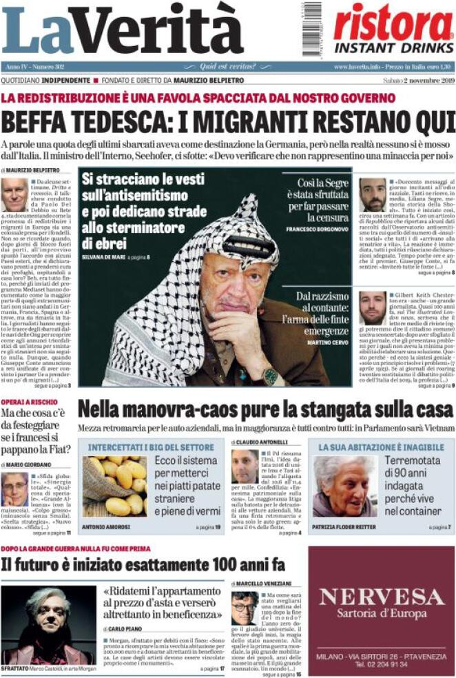 2 novembre: prime pagine Italia