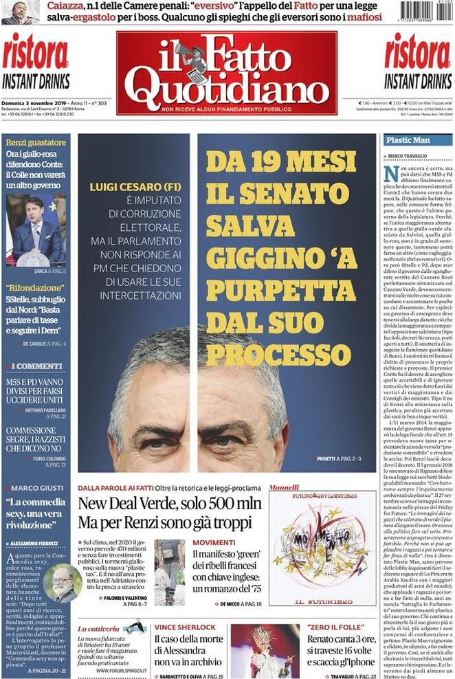 3 novembre: prime pagine Italia