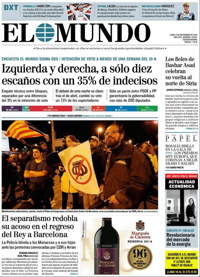 5 novembre: prime pagine&nbsp;estero